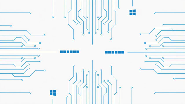 Abstract blue electronic circuit board traces for technology background