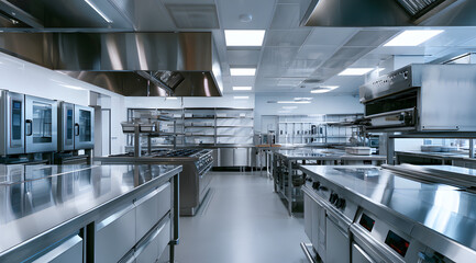 Fototapeta premium Professional kitchen equipment for commercial, cafe, and restaurant use
