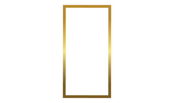 Golden Vertical Rectangular Frame Metallic Luxury Border for Phone Mockup and Social Media Story