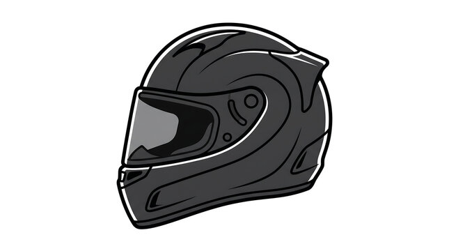 Black full face motorcycle helmet with visor and ventilation.