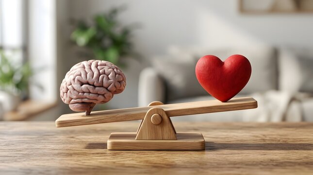 Mind and Heart Balance Representing Rational Thinking and Emotional Decision Making