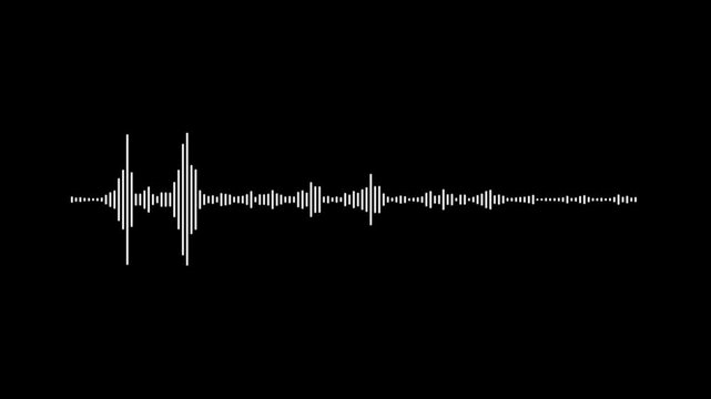 Audio spectrum wave effect alpha channel, Wave form Audio animated on transparent background. White audio waveform spectrum animation