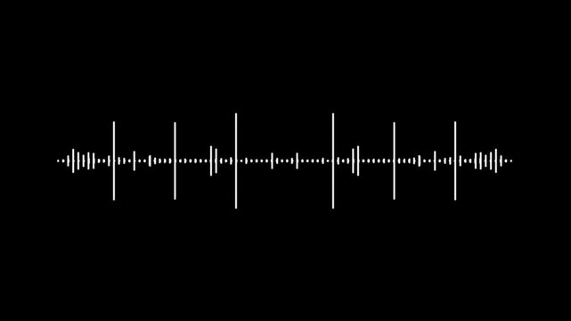 Sound wave decibel audio records simple voice message icon animation on black background. Podcast player, music track