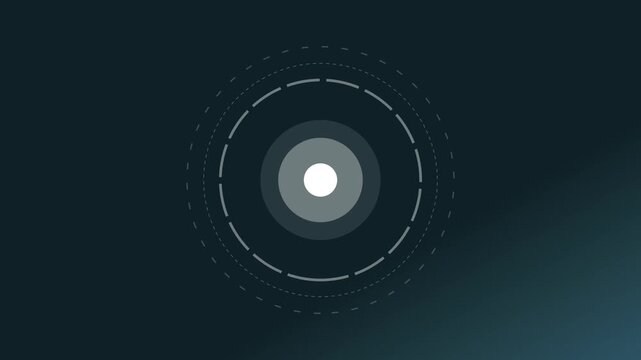 Glowing white circular interface pulse animation featuring digital rings for futuristic motion graphic video technology projects