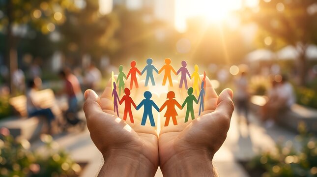 Diversity and Inclusion Concept with Colorful People Holding Hands Together