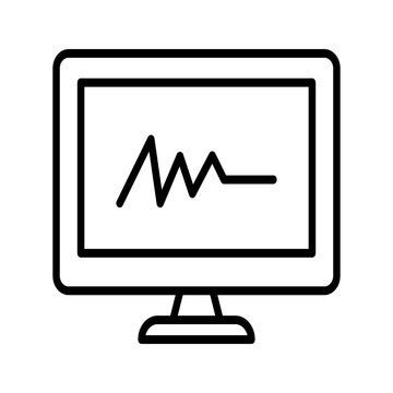 Heartbeat monitor icon on computer screen display