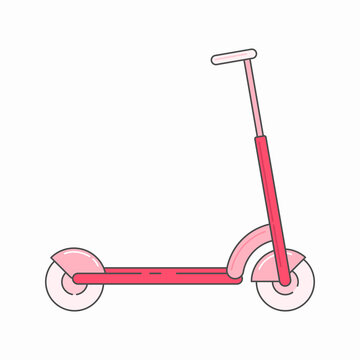 Pink kick scooter vector illustration on white background