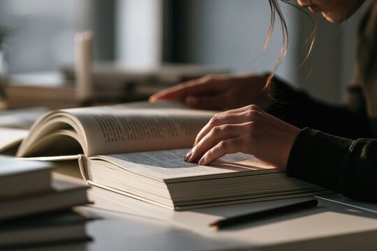 Student Reading Open Book
