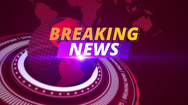 4K Breaking news broadcast intro background featuring digital 3d globe world map graphic for social media stories 4k footage