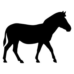 Obraz premium Black Zebra Silhouette Isolated on White Background - African Wildlife Animal Vector Outline, Safari Fauna Icon, and Graphic Design Element