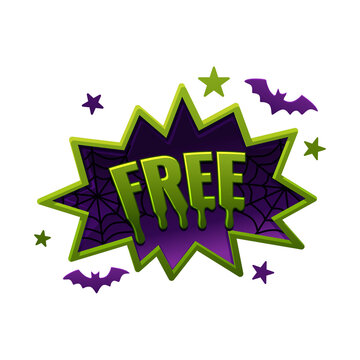 Halloween Free Badge with Bats and Spider Web on transparent background