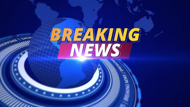 4K Breaking news broadcast intro background featuring digital 3d globe world map graphic for social media stories 4k footage