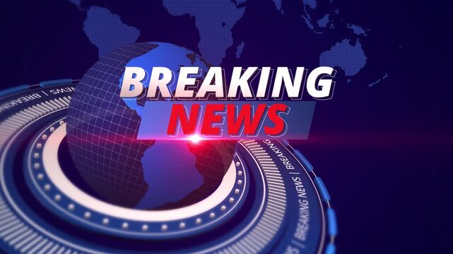 4K Breaking news broadcast intro background featuring digital 3d globe world map graphic for social media stories 4k footage
