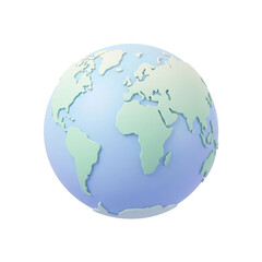 Naklejka premium Font specimen simple 3D earth globe minimalist pastel icon as transparent object