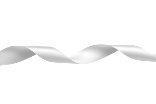 Slim twisted white satin ribbon isolated