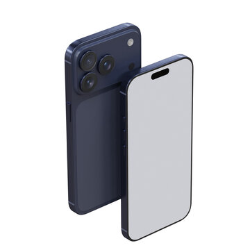Realistic 3D smartphone mockup devices display showing, with a blank screen and clean isolated composition for app design, branding, ads, digital product, website, gadget, digital presentations