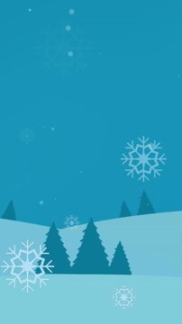Animation of snow falling at christmas over bauble and winter scenery