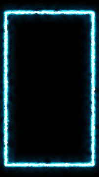 Frame overlay animation with glowing cyan neon vertical on transparent background. Suitable for modern tech or futuristic themed videos.