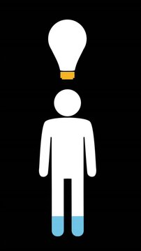 Male and light bulb shapes filling up with colours 4k