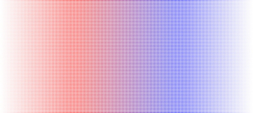 Technology LED Dot Background with Red Blue Gradient Pixel Grid, Digital Screen Display Texture, Futuristic Electronic Data and Color Light Pattern