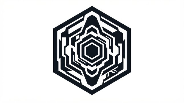 Geometric Hexagonal Abstract Monochrome Design Pattern.