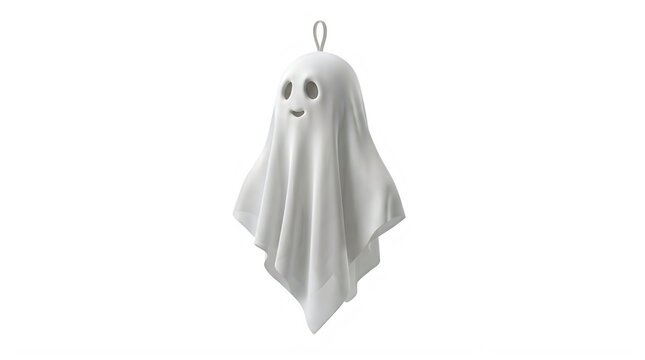 Cute white ghost hanging decorations, spooky Halloween ornaments, playful cartoon spirits for party decor, frightening seasonal display items isolated PNG with Transparent Background Halloween