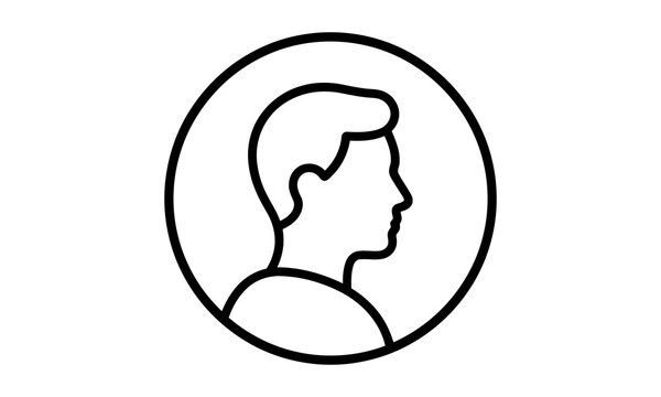 Profile icon of a man in a circle isolated on transparent background