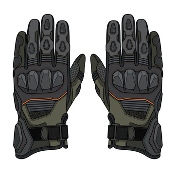 Motocross Gloves Vector Illustration for Outdoor Adventure and Sports