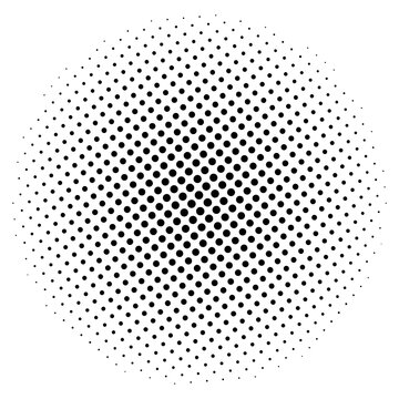 Halftone dot pattern circular gradient isolated on transparent background