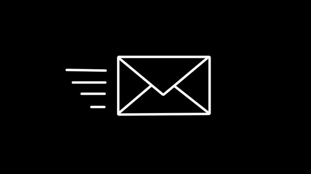 Mail email icon message sending envelope, on alpha transparent background 4k video
