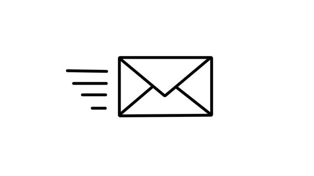 Mail email icon message sending envelope, on alpha transparent background 4k video
