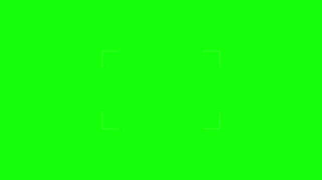 Camera autofocus frame square on green screen a digital reticle isolated