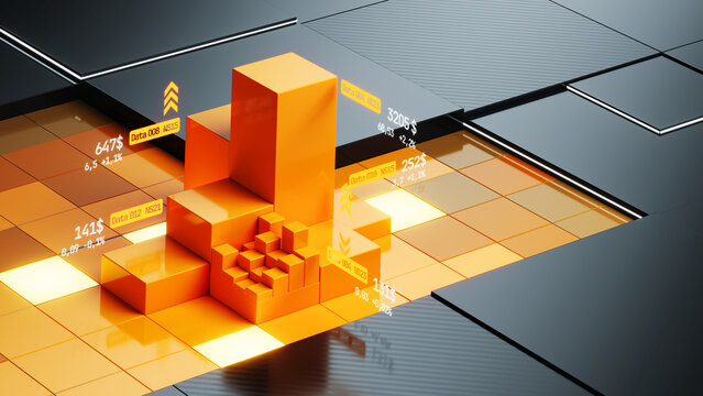 Finance and investment stock market trading chart concept. Business data graph chart - 3d illustration