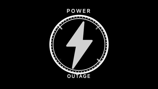 Power outage indicator alert icon blinking in motion graphic animation for emergency electrical system status update
