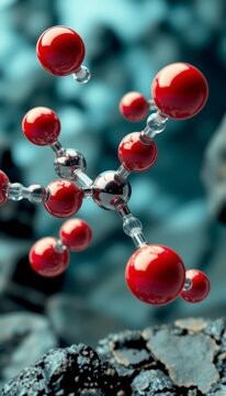 Floating chemical molecule model representing future biotechnology development