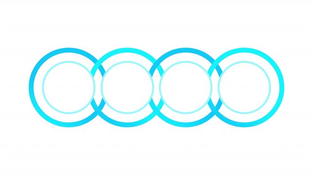 Minimalist corporate empty infographic template animation. Four interconnected elements. Cyan and cerulean palette. Animated diagram blank design with 4 steps. Info graphic with options. HD video