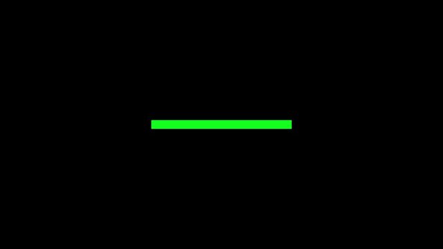 Green loading bar progress indicator animation on black background