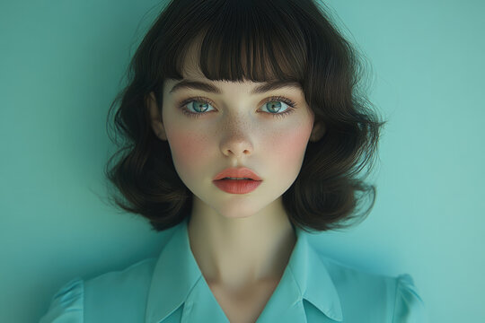 Adult Female Portrait with Waxy Skin and Eye Shadow