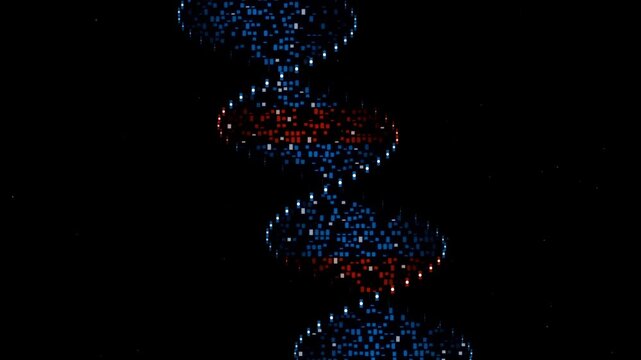 3D DNA Double Helix Structure Visualization Animation on Black Background for Science and Biology