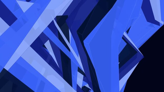 Abstract geometric background with intersecting blue crystalline structures creating a dynamic and modern visual composition
