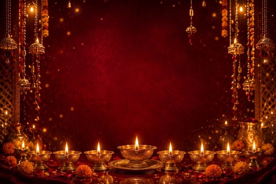 Diwali Diya Festival Background with Golden Lights
