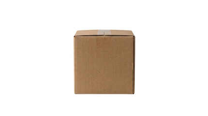 A plain brown cardboard box stands alone on a white backdrop symbolizing shipping packaging delivery and storage solutions in a minimalist style © MD HOSSAIN KHAN