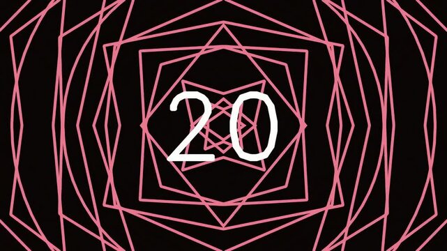 Abstract geometric pattern with number 20 in pink and black