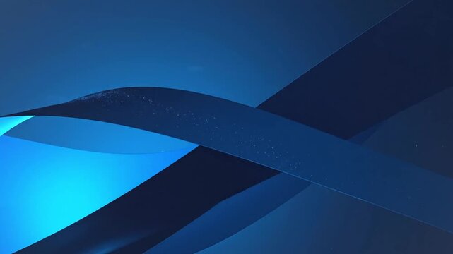 Abstract flowing blue ribbons with subtle light effects and particles