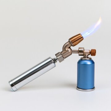 Professional butane torch with adjustable flame for soldering, brazing, and culinary applications