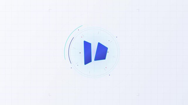 Futuristic blue abstract corporate logo animation concept with dynamic geometric shapes and digital hud elements
