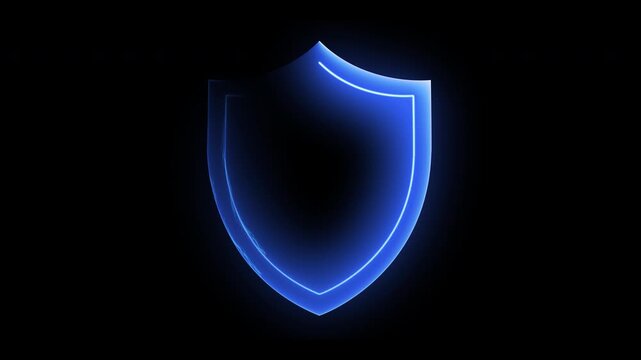 Blue shield secure safety protection on transparent background