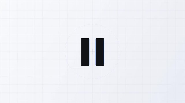 Black pause and play button symbol on white background representing audio or video control and media playback. 4K Video
