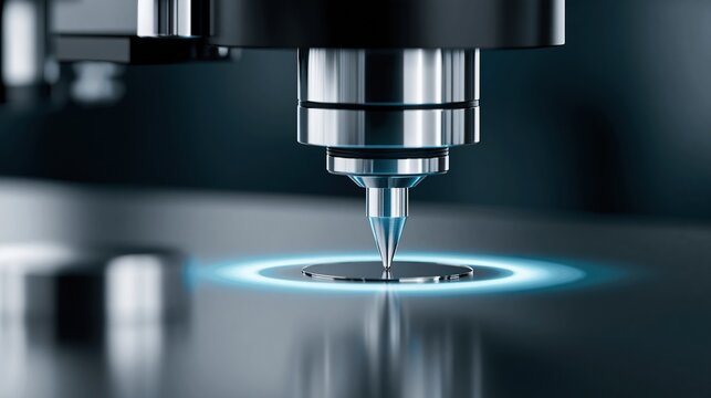 Precision Machining Head with Laser Engraving Technology on Industrial Metal Surface