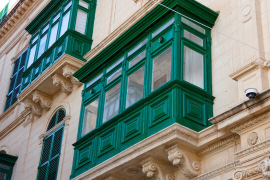 Traditional maltese gallarija balcony on a historic valletta building